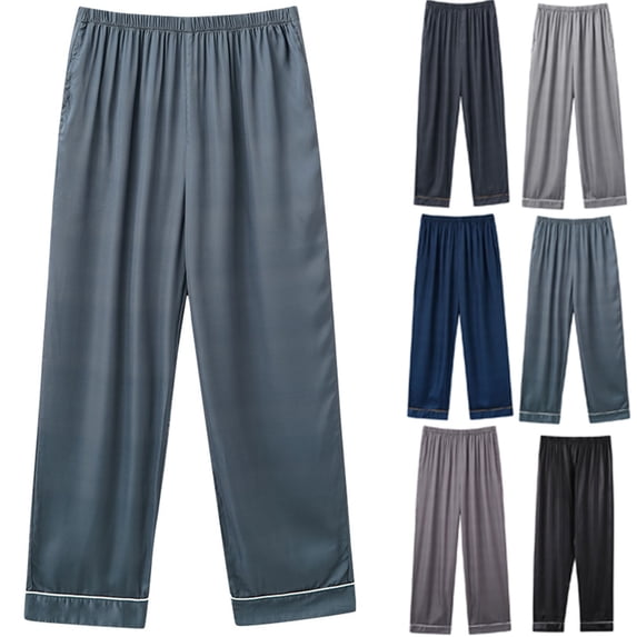 Antinious Women Solid Ice Silk High Waist Plus Size Outer Pockets Versatile Loose Pajama Full Length Pants