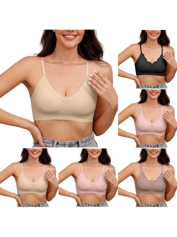 Women Solid Lace Wireless Side Support Breathable Adjustable Shoulder Everyday Bras