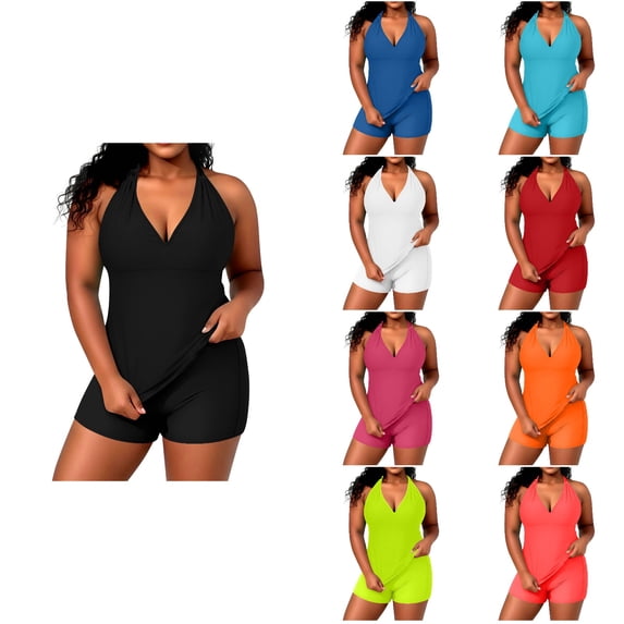 Antinious Women Solid Plus Size Cami Bikinis Set Lightweight Soft Relaxed Swim Beach Wear
