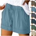 thumbnail image 1 of Antinious Women Solid Plus Size Drawstring Pocket Loose Elastic Waist Sleep Shorts, 1 of 5