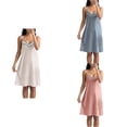 thumbnail image 1 of Antinious Women Solid Satin Ribbed Knit Spaghetti Straps Summer Mid Calf Sleepdress, 1 of 5