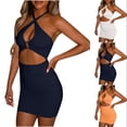 thumbnail image 1 of Antinious Women Solid Sleeveless Backless Hollow Out Bodycon Mini Airy Soft Graceful Summer Party Dresses, 1 of 5
