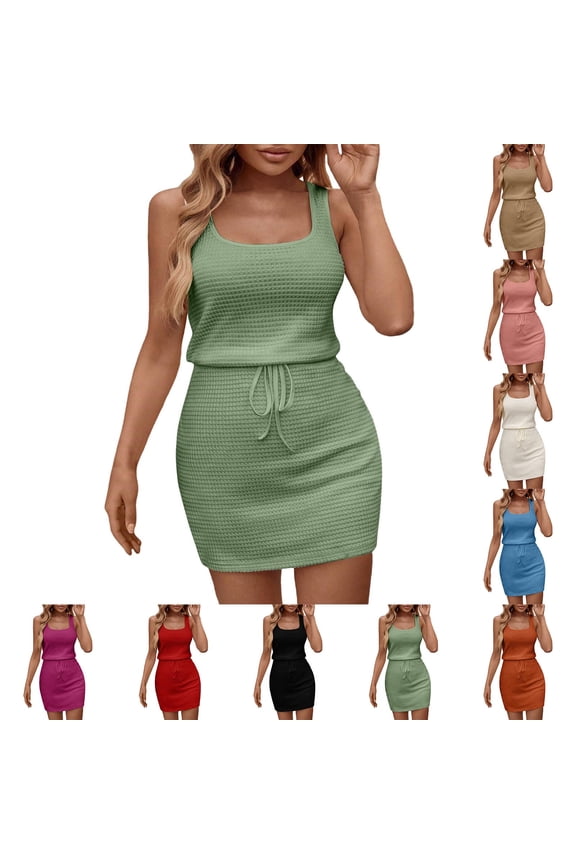 Women Solid Sleeveless Hollow Out Back Strap Bohemian Airy Soft Light Summer Beach Dresses