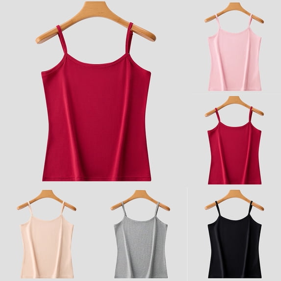 Antinious Women Solid Soft Adjustable Spaghetti Straps Summer Homewear Basic Inner Night Shirts