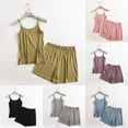 thumbnail image 1 of Antinious Women Solid Soft Adjustable Strap Camisole Drawstring Cropped Pants Mild Pajamas Set, 1 of 5