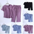 thumbnail image 1 of Antinious Women Solid Soft Built In Bra Short Sleeve Loose 2 Piece Pajama Set, 1 of 2