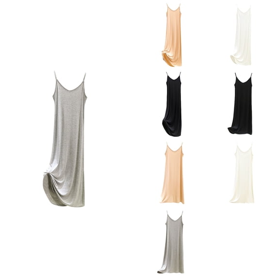 Antinious Women Solid Soft Sleeveless Nightgown Summer Loose Ankle Length Plus Size Sleepdress