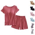 thumbnail image 1 of Antinious Women Solid Soft Suspender Built In Bra Loose 2 Piece Pajama Set, 1 of 2