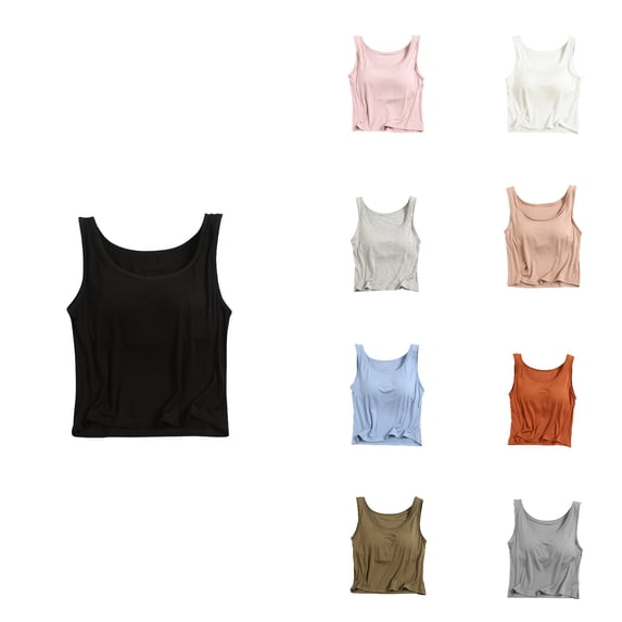Antinious Women Solid Soft with Chest Pads Sleeveless Summer Sleepwear Stylish Daily Tank Top Undershirt