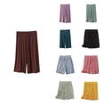 thumbnail image 1 of Antinious Women Summer Elastic Waist Soft Ice Silk Loungewear Comfy Loose Casual Sleep Half Shorts Pant, 1 of 5