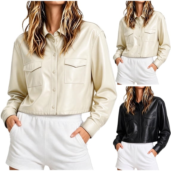 Antinious Women Fall Winter Jacket Collared Lined Solid Long Sleeve Comfy