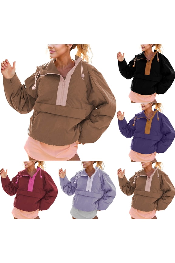 Women Hooded Zipper Jacket Winter Coats Solid Long Sleeve Loose Outerwear Coat with Drawstring,Women Sweater Coat,Womens Trench Coat,Dark Blue,S