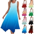 thumbnail image 1 of Antinious Women Sleeveless Round Neck Gradient Casual Asymmetric A-Line Long Summer Dress, 1 of 5