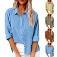 thumbnail image 1 of Antinious Womens Button Down Long Sleeve Dress Shirts Solid Business Casual Tops,Fall Winter Going Out Tops for Women,Sweatshirt for Women,Blue,XXL, 1 of 5