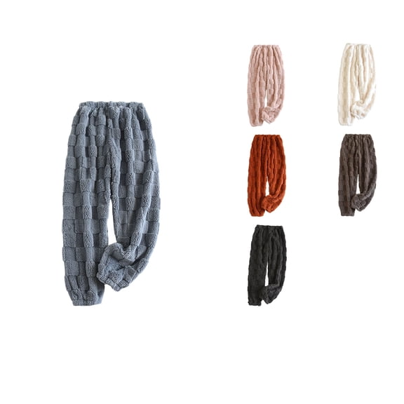 Antinious Womens Casual Flannel Plaid Print Flannel Pants Elastic Waist,Women Home Trousers,Fall Pajamas Women Pants,L,