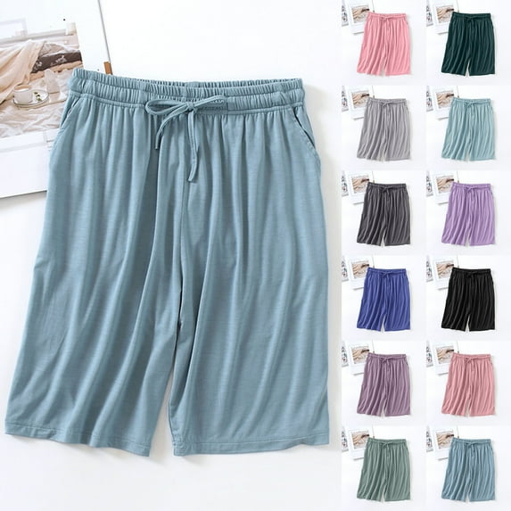 Antinious Womens Casual Solid High Waist Pockets Short Sleep Pants,Holiday!Womens Pajama Pants,Women Home Trousers,XL,