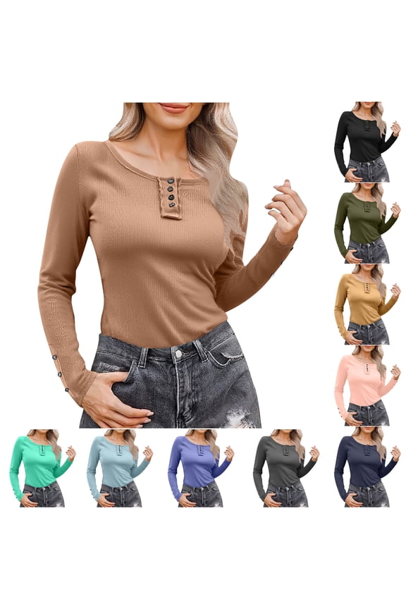 Womens Casual Solid V Neck Button Long Sleeve Slim Tops Blouse,Winter Sweatshirt for Women,Going Out Tops for Women,Pink,XXL
