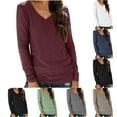 thumbnail image 1 of Antinious Womens Casual Solid V Neck Long Sleeve Base Layer Workout Tops,Winter Sweatshirt for Women,Going Out Tops for Women,Wine,XL, 1 of 5