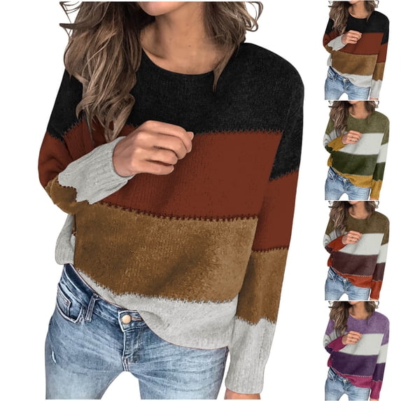 Antinious Womens Crew Neck Long Sleeve Solid Knit Pullover Shirts,Sweatshirt for Women,Going Out Tops for Women,Purple,XXXL