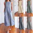 thumbnail image 1 of Antinious Womens Dresses for Party,Ladies Casual Beach Dress,Fashion Women Casual Round Neck Printing Summer Sleeveless Dress,Khaki,XXXL, 1 of 5
