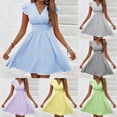 thumbnail image 1 of Antinious Womens Dresses for Party,Ladies Casual Beach Dress,Holiday Dresses for Womenable Summer Casual Striped Short Sleeved-neck Dress,Green,S, 1 of 5