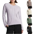 thumbnail image 1 of Antinious Womens Fall Tops Solid Long Sleeve Twisted V Neck Knit Pullover Sweater,Sweatshirt for Women,Going Out Tops for Women,Beige,S, 1 of 5