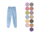 thumbnail image 1 of Antinious Womens Fall Winter Elastic Waist Warm Pajama Long Pants Solid Casual Fleece Outer Comfortable Loungewear Bottoms, 1 of 5