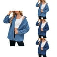 thumbnail image 1 of Antinious Womens Jean Jacket Solid Long Sleeve Collared Stretch Silm Denim Jacket,Trench Coat Women,Jackets for Women Trendy,Dark Blue,XL, 1 of 5