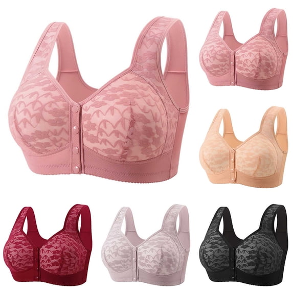 Antinious Womens Lace Front Closure Wireless Breathable Seamless Support Comfortable Everyday Bra
