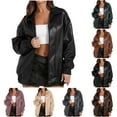 thumbnail image 1 of Antinious Womens Leather Jacket Women Stand Collar Long Sleeve Fashion Coat,Fall Winter Savings!Warm Trench Coat,Casual Winter Coats for Women,Coffee,L, 1 of 5