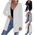 thumbnail image 1 of Antinious Womens Long Sleeve Hooded Casual Jacket Hooded Zipper Jacket Womens Outerwear Sweater Jacket for Women Solid Coat,Warm Trench Coat,Jackets for Women Trendy,Black,S, 1 of 5