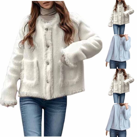Antinious Womens Loose Tassel Pocket Button Down Knitted Sweater Coat,Warm Trench Coat,Casual Winter Coats for Women,Blue,S