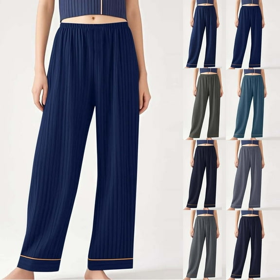 Antinious Womens Pajama Pants Solid High Waist Plus Size Pockets Long Sleep Pants,Women Home Trousers,Fall Pajamas Women Pants,XXL,