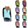 thumbnail image 1 of Antinious Womens Plus Size Casual Button Down Long Sleeve Dress Shirts V Neck 3/4 Sleeve Workout Tops,Sweatshirt for Women,Going Out Tops for Women,Green,XXXL, 1 of 5