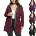 thumbnail image 1 of Antinious Womens Plus Size Drawstring Trench Coat Solid Double Zip Layered Hooded Windbreaker,Warm Trench Coat,Casual Winter Coats for Women,Purple,L, 1 of 5
