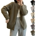 thumbnail image 1 of Antinious Womens Plus Size Fleece Jacket Women Stand Up Collar Long Sleeve Warm Zip Up Coat,Trench Coat Women,Jackets for Women Trendy,Khaki,XXL, 1 of 4