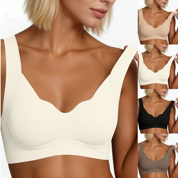 Antinious Womens Plus Size Seamless Finish Wireless Light No Foam Sports Bra
