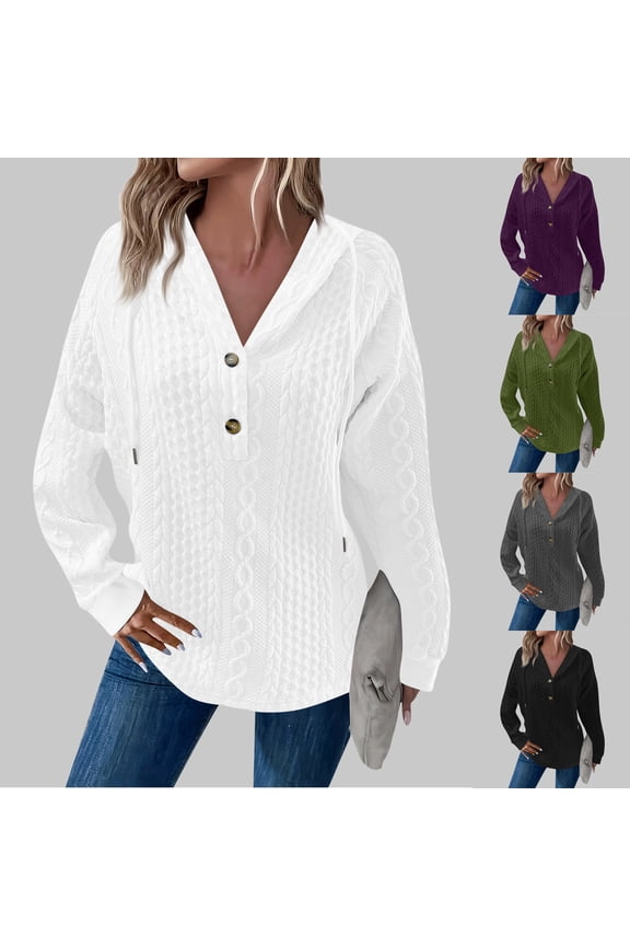 Womens Plus Size Solid Cable Knit Sweater Jacket for Women Long Sleeve Button Casual Outerwear With Pockets,Warm Trench Coat,Jackets for Women Trendy,Black,L