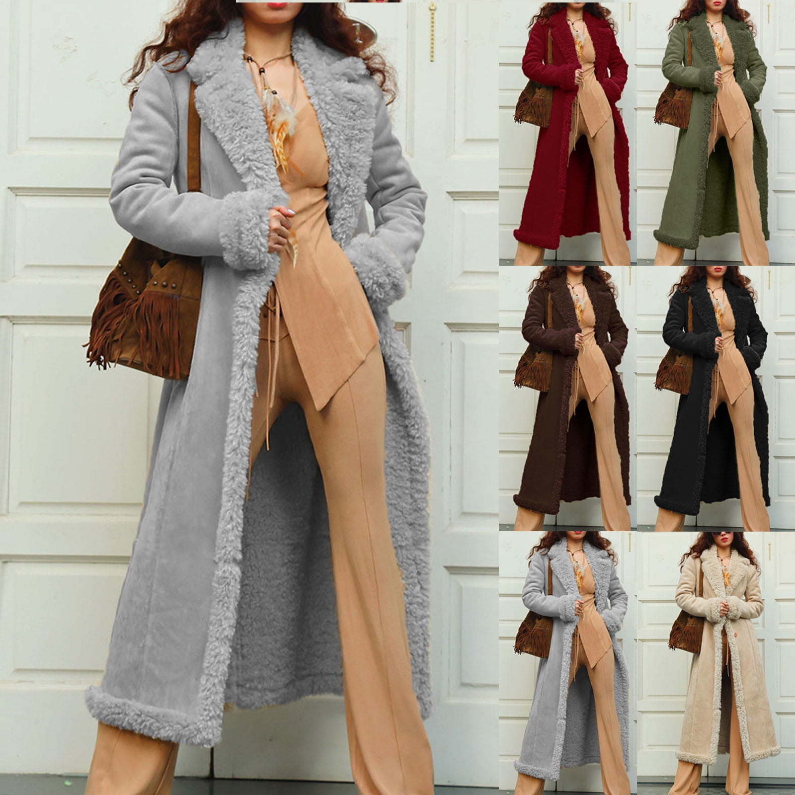 Antinious Womens Plus Size Solid Long Sleeve Fleece Collar Button Down ...