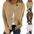 thumbnail image 1 of Antinious Womens Plus Size Solid Jacket Women Round Collar Button Down Coat,Jackets for Women Trendy,Casual Winter Coats for Women,Khaki,XXL, 1 of 5
