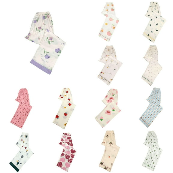 Antinious Womens Print Casual Loose Long Pants Sleepwear Soft able Bottoms Sleep Pants,Women Home Trousers,Fall Pajamas Women Pants,Khaki,M