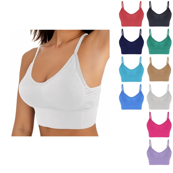 Antinious Womens Ribbed Solid Wireless Shock Absorption Yoga Fitness Sports Bra