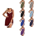 thumbnail image 1 of Antinious Womens Sleeveless V-Neck Lace With Built In Pad Pleated Summer Dresses, 1 of 5