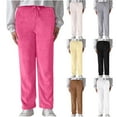 thumbnail image 1 of Antinious Womens Solid Casual Fuzzy Elastic Waist Silm Pants with Drawstring Pockets,Winter Pants for Women,Sweatpants Women,Brown,L, 1 of 5