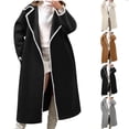 thumbnail image 1 of Antinious Womens Solid Double Sided Long Sleeve Woven Lapel Windproof Fleece Overcoat,Trench Coat Women,Jackets for Women Trendy,Yellow,L, 1 of 5