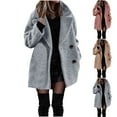 thumbnail image 1 of Antinious Womens Solid Fleece Jacket Women Long Sleeve Button Down Coat with Pockets,Warm Trench Coat,Casual Winter Coats for Women,Gray,S, 1 of 5