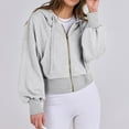 thumbnail image 1 of Antinious Womens Solid Long Sleeve Hooded Zipper Jacket with Pockets Mid Length Fashion Coat Womens Outerwear,Fall Winter Savings!Warm Trench Coat,Casual Winter Coats for Women,Gray,M, 1 of 5