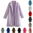 thumbnail image 1 of Antinious Womens Solid Mid Length Open Front Trench Coat with Pockets,Warm Trench Coat,Casual Winter Coats for Women,Pink,M, 1 of 4