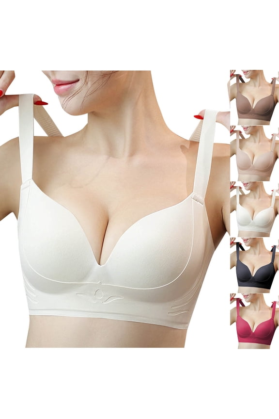 Womens Solid Seamless Wireless Lifting Side Support Inner Bra