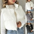 thumbnail image 1 of Antinious Womens Solid Sleeveless Zipper Short Length Quilted Jacket Womens Outerwear Puffer Coat,Jackets for Women Trendy,Casual Winter Coats for Women,White,L, 1 of 5